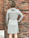 Long Sleeve Cowl neck Drawstring Mini Dress