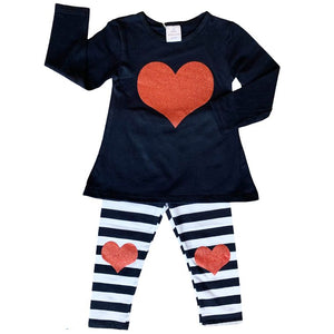 Kids Heart Long Sleeve Shirt & leggings Set