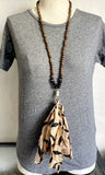 Sari Silk Tassel + Wood Bead Necklace