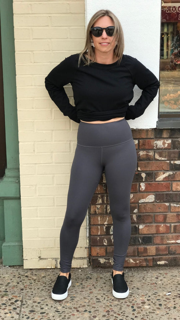High Waisted Knit Solid Leggings